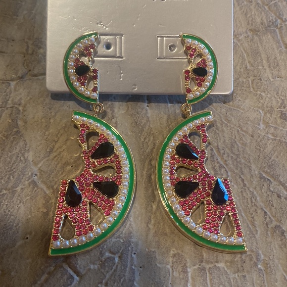 Sugarfix Baublebar Watermelon Need For Seed Earrings Goldtone Statement Pearl - Picture 5 of 10